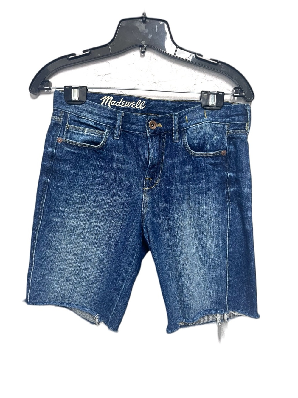 Madewell Dark Indigo High-Rise Denim Mid-Length Cutoff Shorts